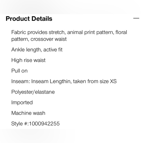 JOHNNY WAS multi Bee Active Cross Waistband Leggings XS - Picture 5 of 6